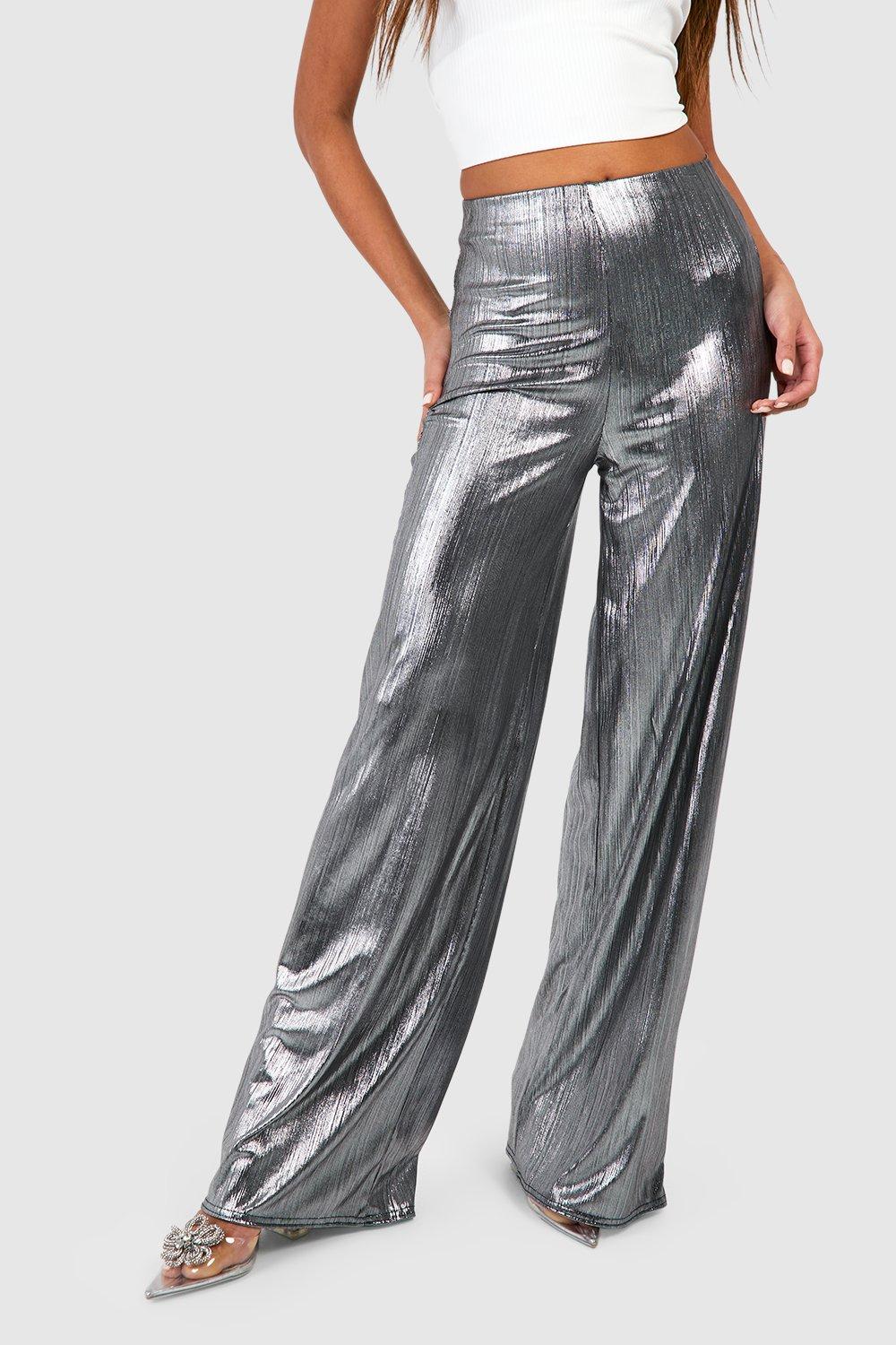 High waisted best sale metallic pants